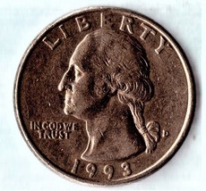 1993 D Washington Quarter - Circulated - Moderate Wear - £2.15 GBP