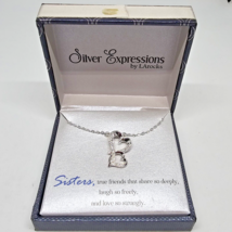 LArocks Silver Expressions Sisters Pendant Necklace Clear Crystal Silver Plated - £15.27 GBP