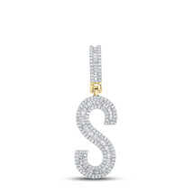 10kt Yellow Gold Mens Baguette Diamond Initial S Letter Charm Pendant 3/4 Cttw - £671.17 GBP