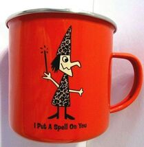 I PUT A SPELL ON YOU Mug Halloween Magic Wand Witch Red Enamel Metal - $620.03 MXN