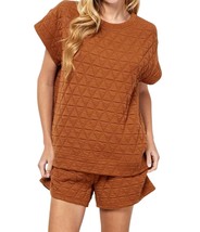 See And Be Seen quilted short sleeve top in RUST - size S - $39.60