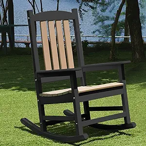 Outdoor Rocking Chair, Patio Rocker Chair With High Back, All Weather Re... - $446.99