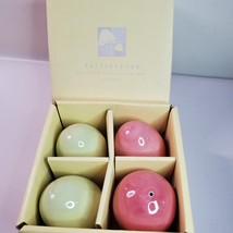 Pottery Barn Luster Ceramic Easter Eggs Pink and Yellow 2.75 x 2in Set of 4 - £31.54 GBP