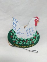 Vintage Three French Hens 12 Days Of Christmas Metal Ornament - £7.08 GBP