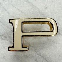 White and Gold Tone P Initial Letter Belt Buckle - £10.27 GBP