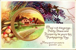 Vtg Postcard Clapsaddle Artist Signed Embossed Gilded Thanksgiving Day Blessings - £7.65 GBP