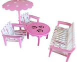 Possibly Jean West Germany Dollhouse Patio Set Chairs Umbrella Table Bench - $22.22