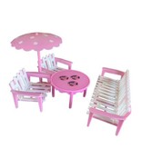 Possibly Jean West Germany Dollhouse Patio Set Chairs Umbrella Table Bench - $30.18 CAD