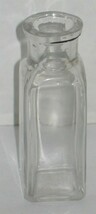 Vintage Square Clear Glass Bottle Apothecary Prop Vase Barn Dig Dump Find - $8.91