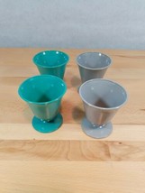 Vintage set of 4 Hazel Atlas Moderntone Platonite Custard Cups Grey Teal  - $24.99