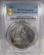 1842 Semi-Prooflike Silver Seated Liberty Dollar PCGS AU Detail AN156 - $1,138.50