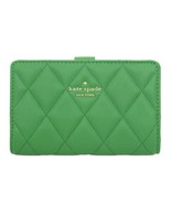 NWT KATE SPADE Smooth Quilted Leather Carey Medium Bifold Wallet Green Bean - €59,51 EUR