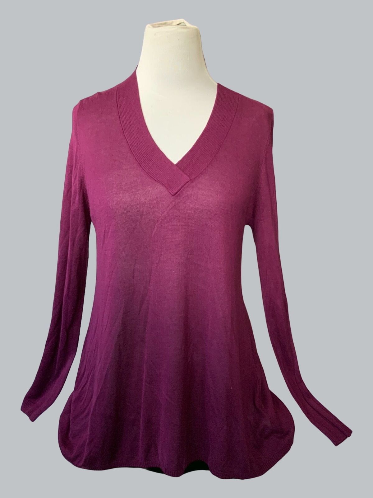 Primary image for Coldwater Creek solid purple long sleeve vneck lightweight ladies sweater Large