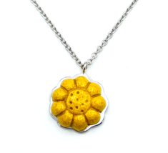 THUN  Rhodium Plated Yellow Ceramic Flower Pendant Necklace - £12.62 GBP