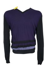 NEW $895 Etro Cashmere Sweater! XL  Black & Purple  VERY SLIM FIT  44 Inch Chest - $429.99