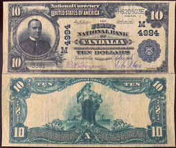 Reproduction $10 National Bank Note 1902 1st Natl. Bank Vandalia IL Copy... - £3.12 GBP