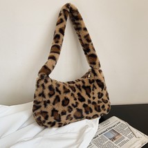 Er cow print underarm bags for women soft plush pink leopard small shoulder bags female thumb200