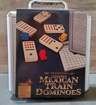 Cardinal&#39;s Mexican Train Dominoes Game Aluminum Carry Case New Family - $23.03