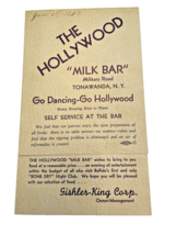 Menu 1939 The Hollywood Milk Bar Tonawanda New York NY Restaurant Mathies Milk - £29.78 GBP