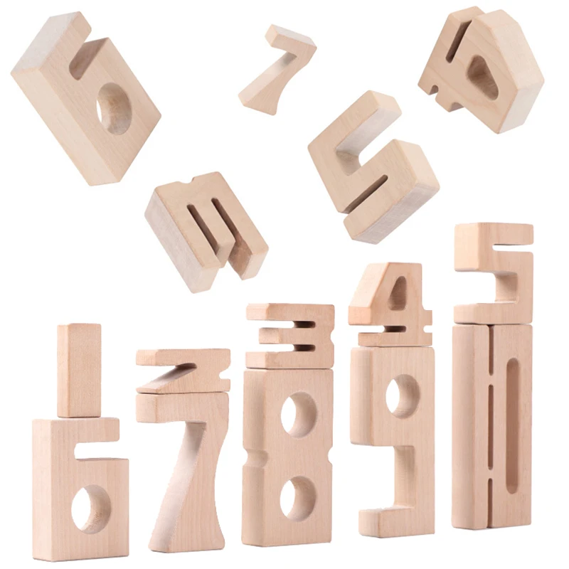 1-10 Wooden Digital Model Blocks Kids Education Numbers Stacking Toys Math Games - £24.93 GBP