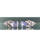 WHITE GOLD TANZANITE AND DIAMOND STUD  EARRINGS SKY - $225.23