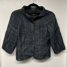 Ann Taylor Gray Green Tweed Cropped Blazer Jacket Bubble Sleeve Womens Size 2 - £30.86 GBP