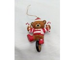 Vintage Christmas Bear On A Unicycle With Candy Cane Ornament 3&quot; - $23.75