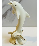 LENOX Dolphin Porcelain 24k gold trim Figurine cream 4&quot; Beach summer dec... - £6.75 GBP