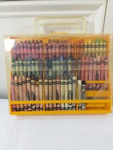 Vintage Crayola 72 Crayon Holder Yellow Storage Case With Sharpener trav... - $20.00