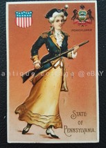 1908 antique LANGSDORF pc STATE of PENNSYLVANIA WOMAN patriotic rifle BA... - £27.05 GBP