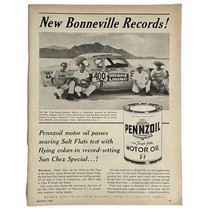 Vtg 1960 Pennzoil Motor Oil Bonneville Salt Flats Studebaker Print Ad 8&quot;... - $9.47