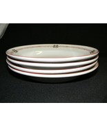 Vintage China Asian Design Red Rim 4 Soup Rice Bowls - $41.91