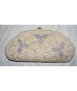Vintage Handbag Clutch Beige Sequins and Seed Bead Art Deco Design Hong ... - €27,35 EUR