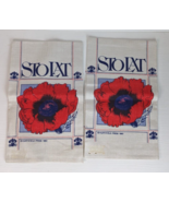Vintage 1983 Poppyfield press pair of poppies tea towels Stolat flawed s... - £11.72 GBP