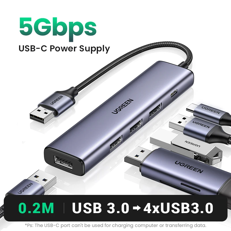 Ugreen Usb Hub Type C To 4 Usb 3.0 Hub Usb To Type C Adapter 5G For Book Pro Air - £98.02 GBP