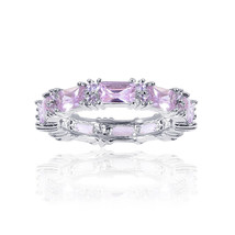 5.00 Carat Round &amp; Radiant Cut Pink Cubic Zirconia Eternity Band Silver - £47.96 GBP