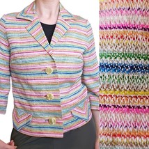 Vintage 60s 70s Rainbow Striped Blazer Jacket Small Big Buttons Colorful... - $62.75