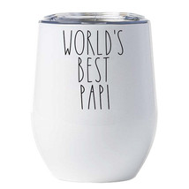World&#39;s Best Papi Tumbler 12oz Father&#39;s Day Christmas Wine Glass Gifts For Dad - £18.27 GBP