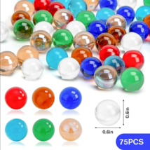 Glass Marbles Colorful .6&quot; 75pc Games Fillers Table Decor DIY - £5.21 GBP