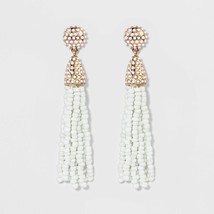 Sugarfix By Bauble Bar Beaded Tassel Earrings White Nwt - £7.95 GBP