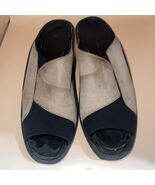 Romika Women’s Slide Sandals Black Tan Peep Toe Size 39 Slip-On Comfort ... - €25,57 EUR