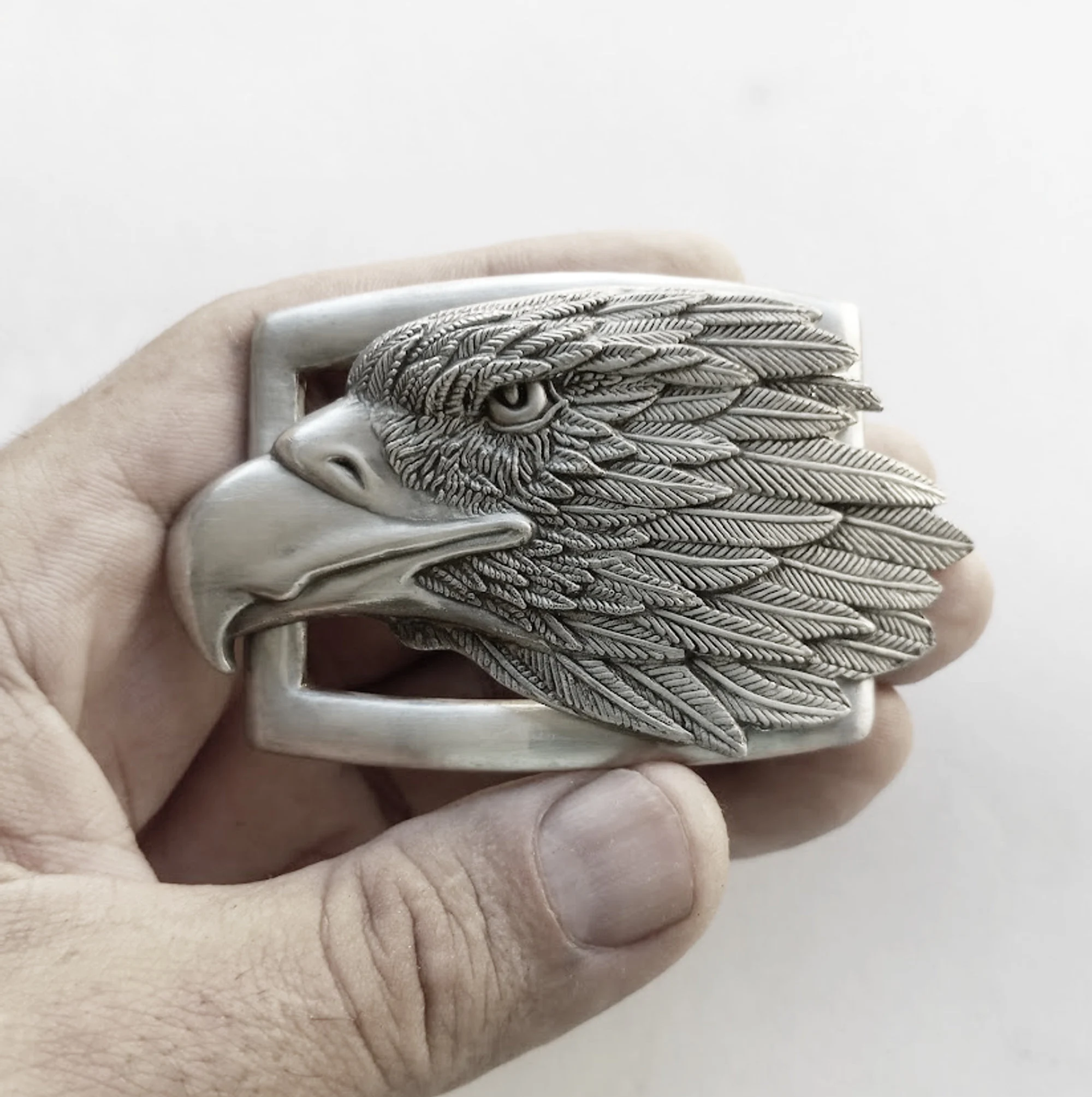 Sterling silver belt buckle eagle head design .925 stamped - €280,50 EUR