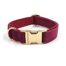 Luxurious Burgundy Velvet Pet Collar With Custom Engraving - $12.82+