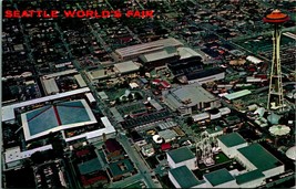 1962 Worlds Fair Space Needle Aerial Art Seattle Washington Chrome Postcard A10 - £7.17 GBP