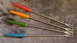 Vintage Fondue Forks Set Of 4 Wood Handle 9&quot; In Box - $15.00