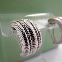 Judith Ripka Wide Cable Semi Hoop Sterling Silver Earrings Pierced - £97.47 GBP