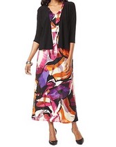 Women&#39;s Church Cocktail Work Knit Maxi Jacket dress 2PC Dress &amp; shrug plus 2X 1X - £53.56 GBP