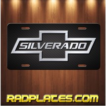 SILVERADO Inspired Art on Black Aluminum license plate Tag New - £15.67 GBP