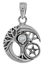 Jewelry Trends Small Celtic Tree of Life Moon Star Sterling Silver Pendant Moons - £30.81 GBP
