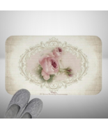 Shabby Chic Rose Paris Bath Mat – 16x24 in Pink Indoor Welcome Rug for Home - $23.71